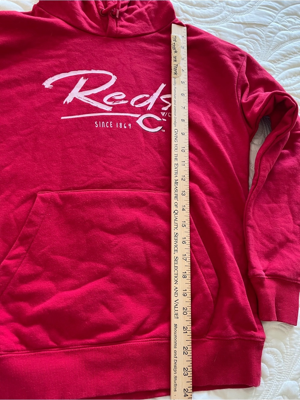 Levelweat Reds Script Logo Cowl Sweatshirt - Reds small - Picture 7 of 10